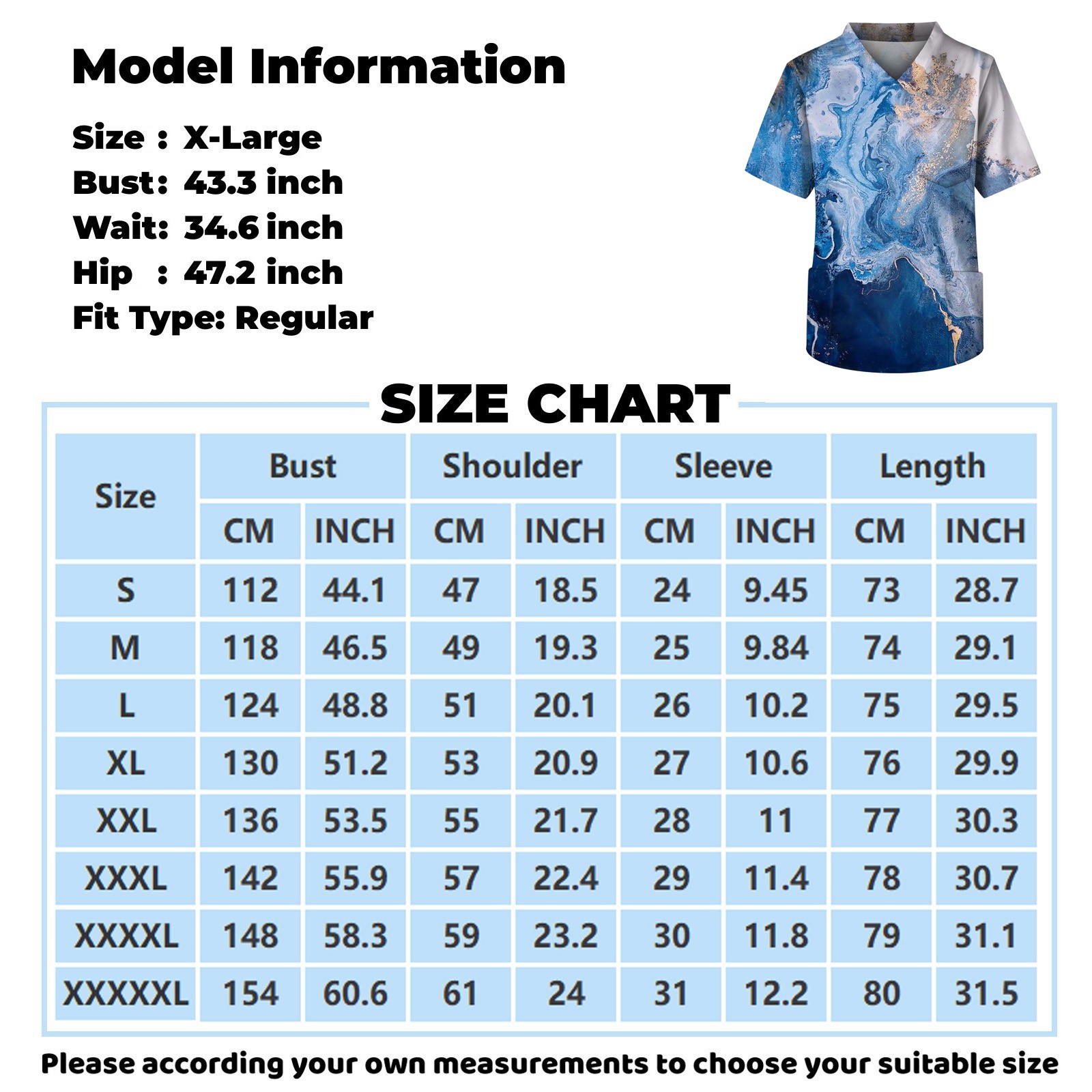 GDfun Plus Size Printed Scrub Working Uniform Tops For Men's Cross V ...