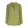 thumbnail image 6 of Aboser Women's Button Down Shirts Dressy Casual Long Sleeve Blouses Breathable Cotton Linen Tops Lightweight Casual Shirt Work Office Blouse Army Green XXL, 6 of 7