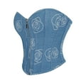 thumbnail image 3 of Gpaecead Women's Blue Zip Front Bustier - Push Up Corset Top Blue, 3 of 4