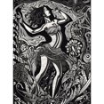 thumbnail image 1 of Dancing in a Flower Field Modern Tribal Linocut Unframed Wall Art Print Poster Home Decor Premium, 1 of 5