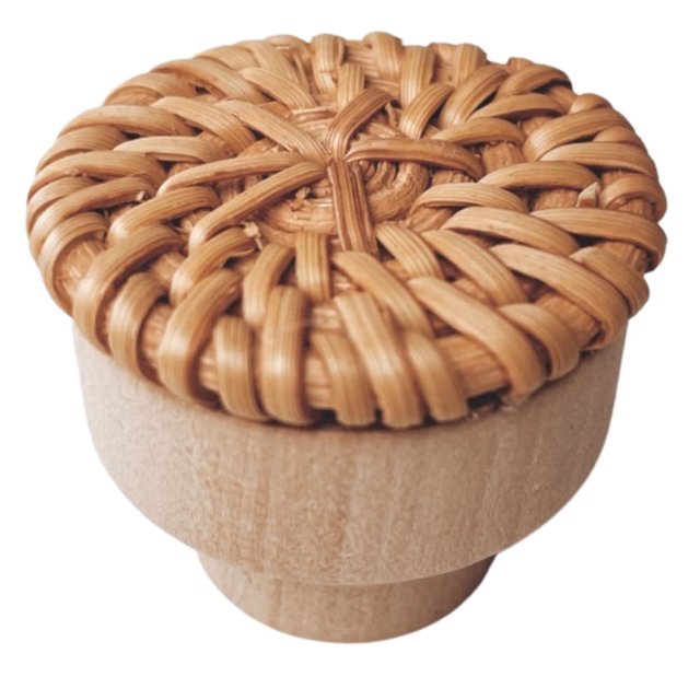 BOHOIFY 6 pomos boho de ratán y madera hechos a mano color caramelo
