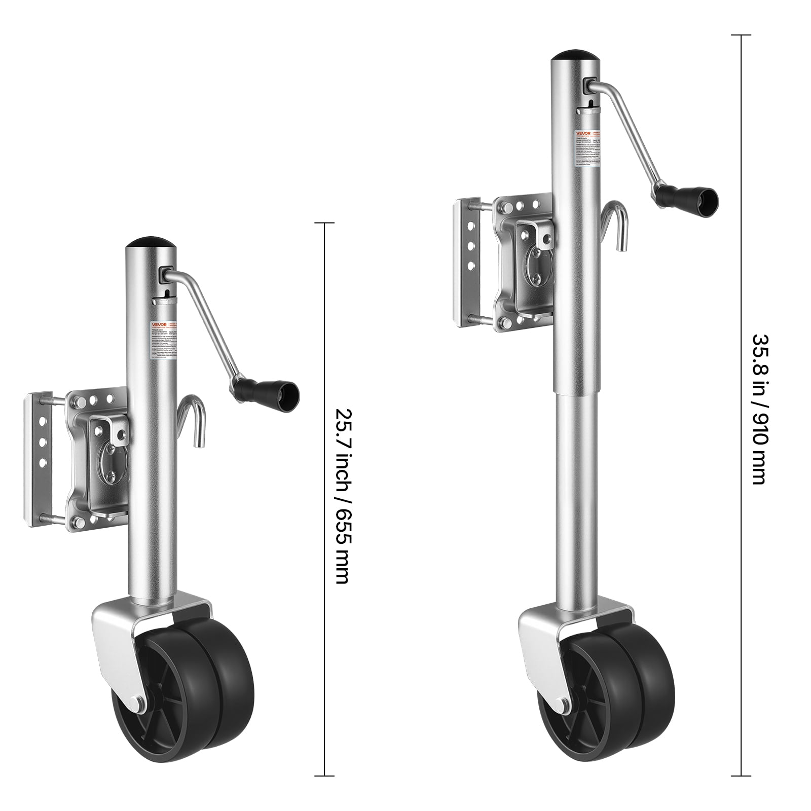 VEVOR Trailer Jack with Wheel, 1500 lbs Load Capacity, Heavy Duty Swivel Boat Trailer Jack with PP Single Wheel & Ergonomic Handle, 12-inch Lift, Fit for RVs, Boats, Horse Trailers, Utility Trailers