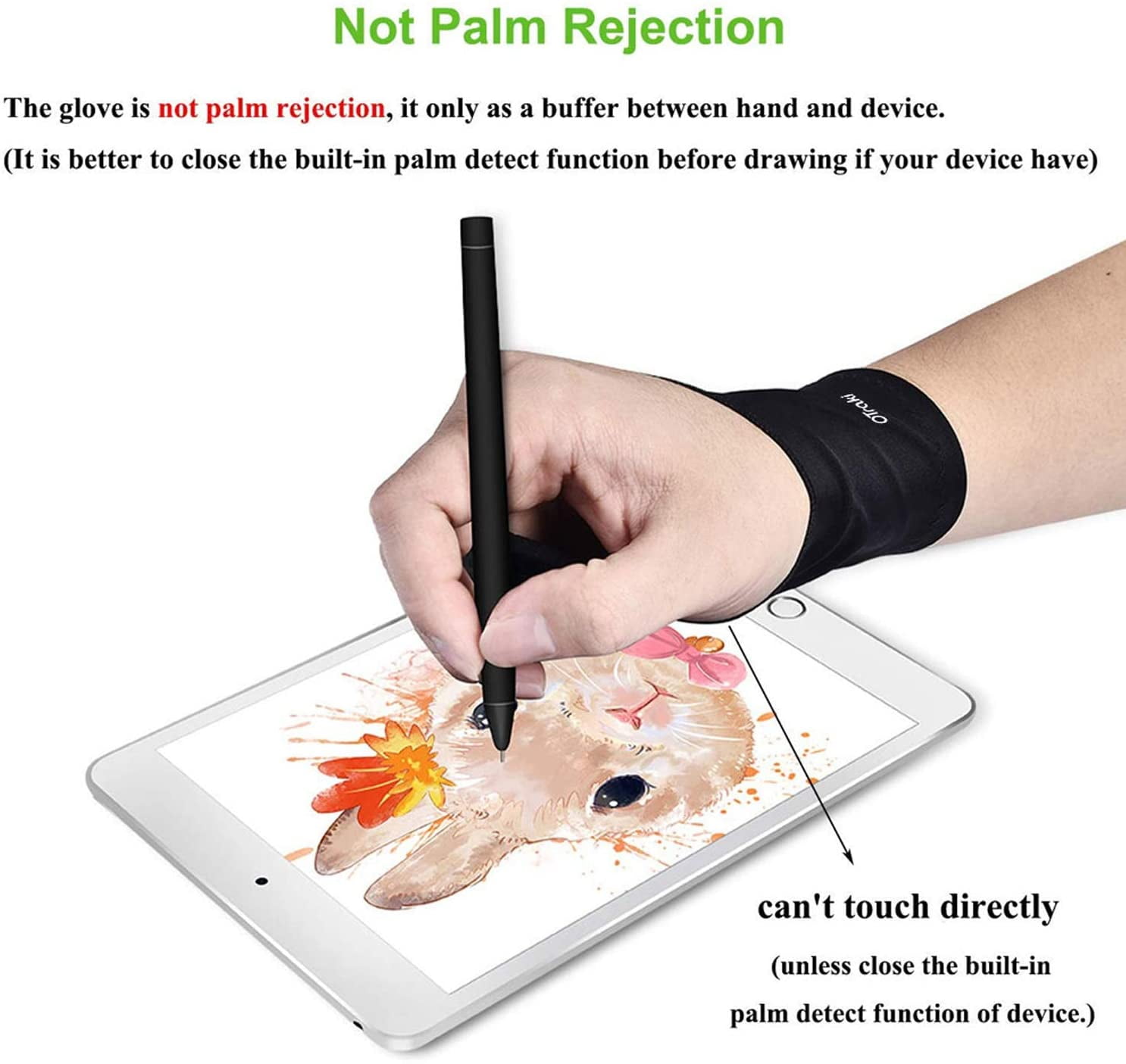 Milisten 2 pcs Artist Glove Two-Finger Drawing Glove for Graphic Drawing Tablet Light Box Tracing Light Pad