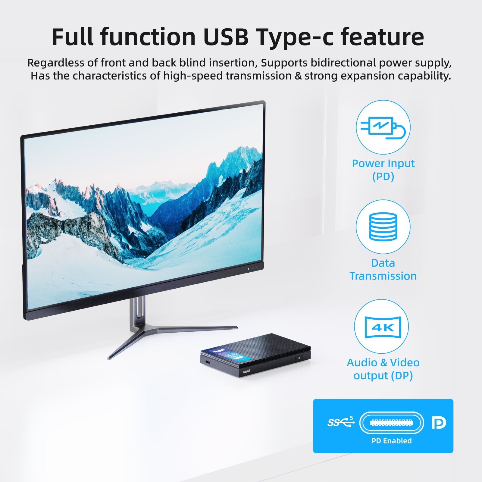 MeLE Quieter3C Compact Fanless Mini PC, USB-C, N5105, Windows 11