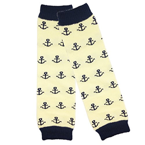 ALLYDREW Colorful Baby Leg Warmers, Navy Anchors