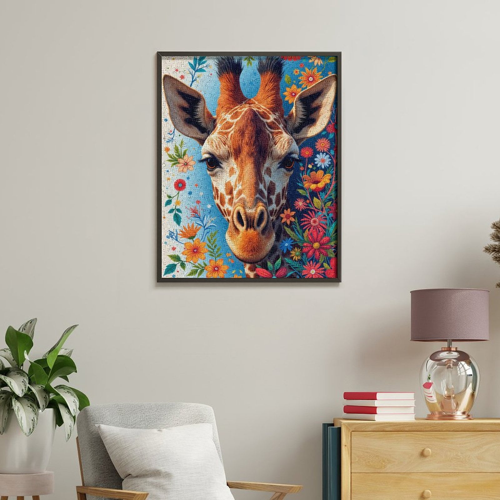 Paint By Numbers Kit for Adults Beginner - Giraffe Floral Art Vibrant Colors DIY Canvas Painting Kits for Adults, Frameless Paint By Number for Adults for Home Wall Decor 16x20 Inch