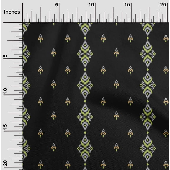 oneOone Organic Cotton Poplin Twill Fabric Stripe & Swirl Ikat Print Fabric By The Yard 42 Inch Wide