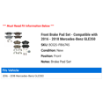 thumbnail image 2 of Front Brake Pad Set - Compatible with 2016 - 2018 Mercedes-Benz GLE350 2017, 2 of 2