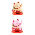 thumbnail image 1 of 2 juegos de adornos de coche modelo Neko Shaking Hands Cat, rosa + amarillo Sunnimix Maneki Neko Car Ornament, 1 of 7