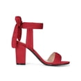 thumbnail image 3 of BLISSFUL STEP Women's Sandals Ankle Tie Back Open Toe Block Heels Red 5.5, 3 of 8