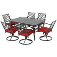 thumbnail image 3 of Nuu Garden Outdoor Dining Set Patio Chair Set of 6 Outdoor Patio Table and Chairs 7 Pieces with Swivel Patio Chairs and Red Cushions for Backyard Lawn Deck Porch, All Weather Resistant, Black, 3 of 10