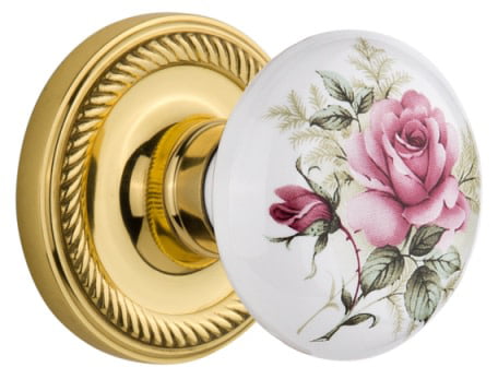 Porcelain Lever Door Handle On Polished Brass Rose ** CHOICE OF PORCELAIN ** 