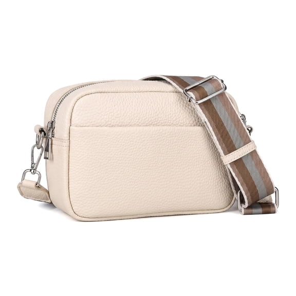 Leather Crossbody Bag for Women, Wide Strap Small Shoulder Bag Handbag Purse
