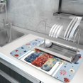thumbnail image 5 of Poppy Flowers Dish Drying Mat 18x24 Inch,Red Blue Watercolor Flowers Jar Absorbent Drying Drainer Rack Pad Mats Independence Day Decor for Kitchen Counter,Sink,Bar,Refrigerator, 5 of 6