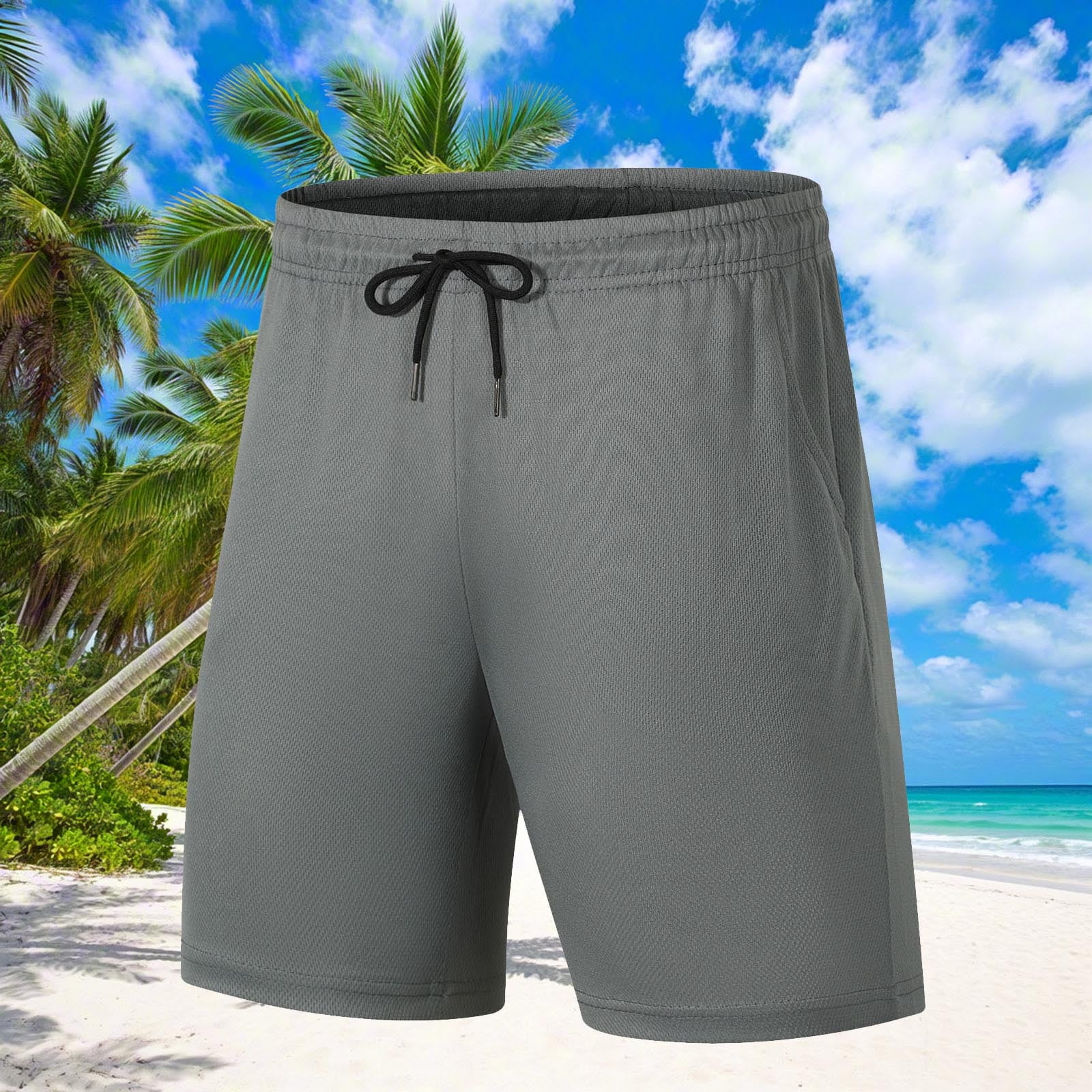 Sentmoon Mens Shorts Athletic High Waist Loose 2025 Summer Beach Shorts Drawstring Solid Color Quick Dry Running Shorts with Pockets Comfy for Sports Wear Dark Gray S