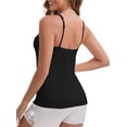 thumbnail image 3 of INSPIRE CHIC Women's Spaghetti Straps Flowy Swing Camisole with Padded Comfortable Long U-Neck Wrinkled Tank Top S Black, 3 of 6