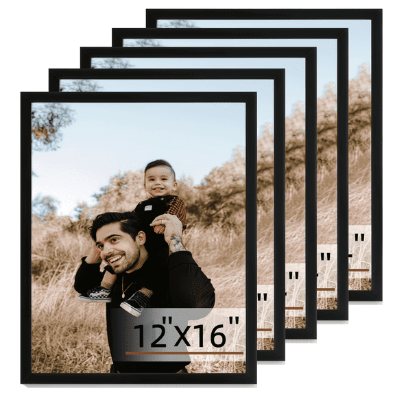 Graduation photo frame set, 5 black 12x16 photo frame display boards and multifunctional photo collage frames, suitable for wall or table display, making it a creative choice