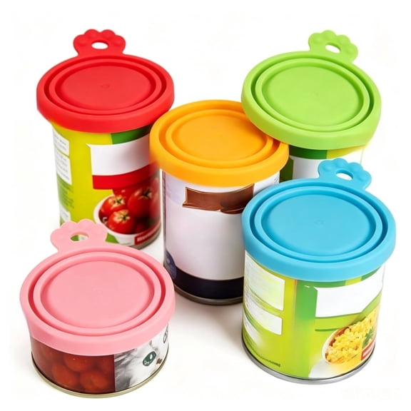 5 Pack Pet Food Can Covers Universal Can Lids Safe/Silicone Dog&Cat Food Can Lid Covers