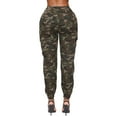 thumbnail image 2 of Double Denim Women's Cargo Jogger Casual Elastic High Waist Sweatpants Tapered Leg Fatigue Pants with 6 Pockets SCP-2049 Camo S, 2 of 8