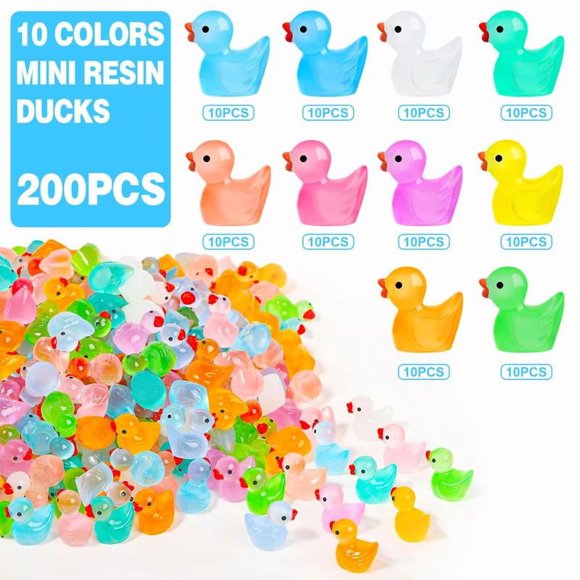 200pcs Luminous Mini Resin Ducks Animals, Tiny Dog Dinosaur Chicken Rabbit, Discover the Glow in the Dark Treasures, Hiding in the Corners of Fairy Tales Awaits Your Discovery