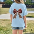 thumbnail image 2 of JAJAHO Girls Short Sleeve T Shirts Kids Graphic Tee Lightweight Bow Printed Casual Round Neck Relaxed Fit Shirt Summer Comfy Tops, 2 of 5