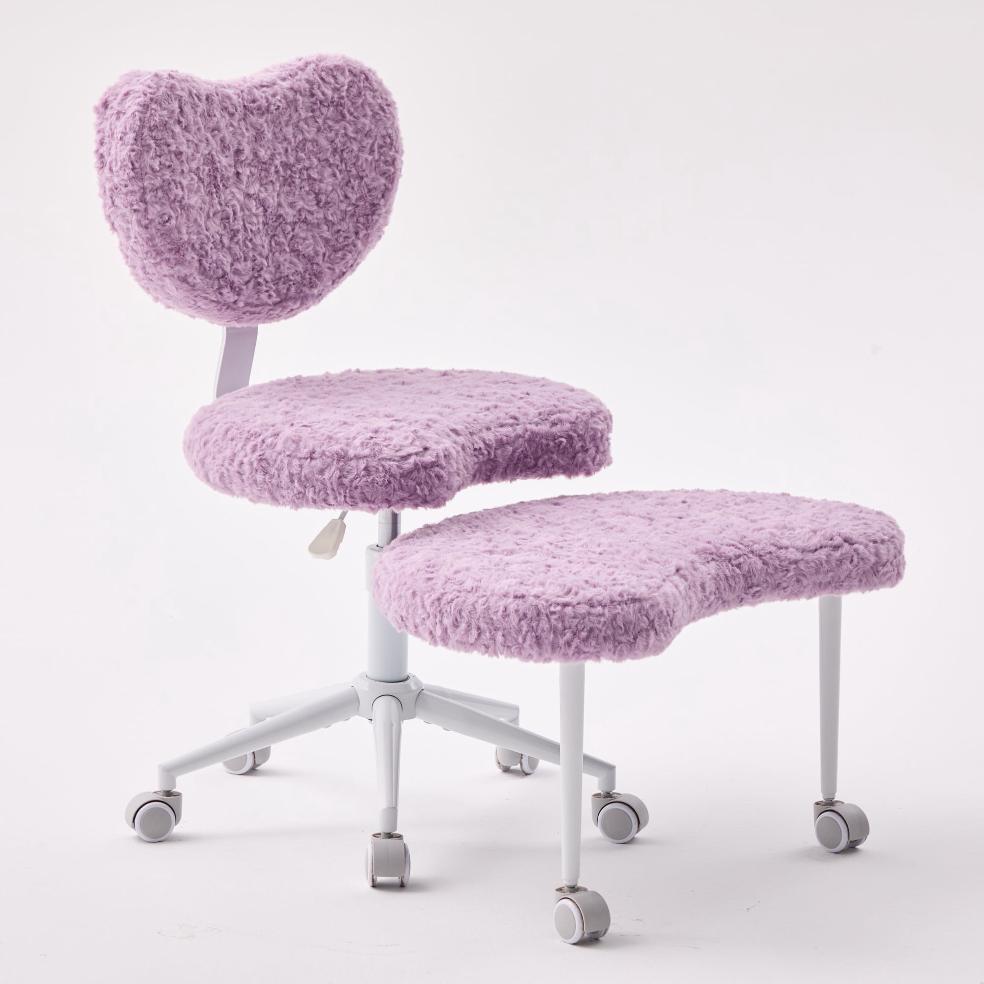 Artificial Rabbit Hair Meditation Chair Plus, Cross Legged Chair with Wheels, ADHD Chair, Criss Cross Desk Chair with Lumbar Support and Adjustable Stool, for Fidgety Sitters, Violet