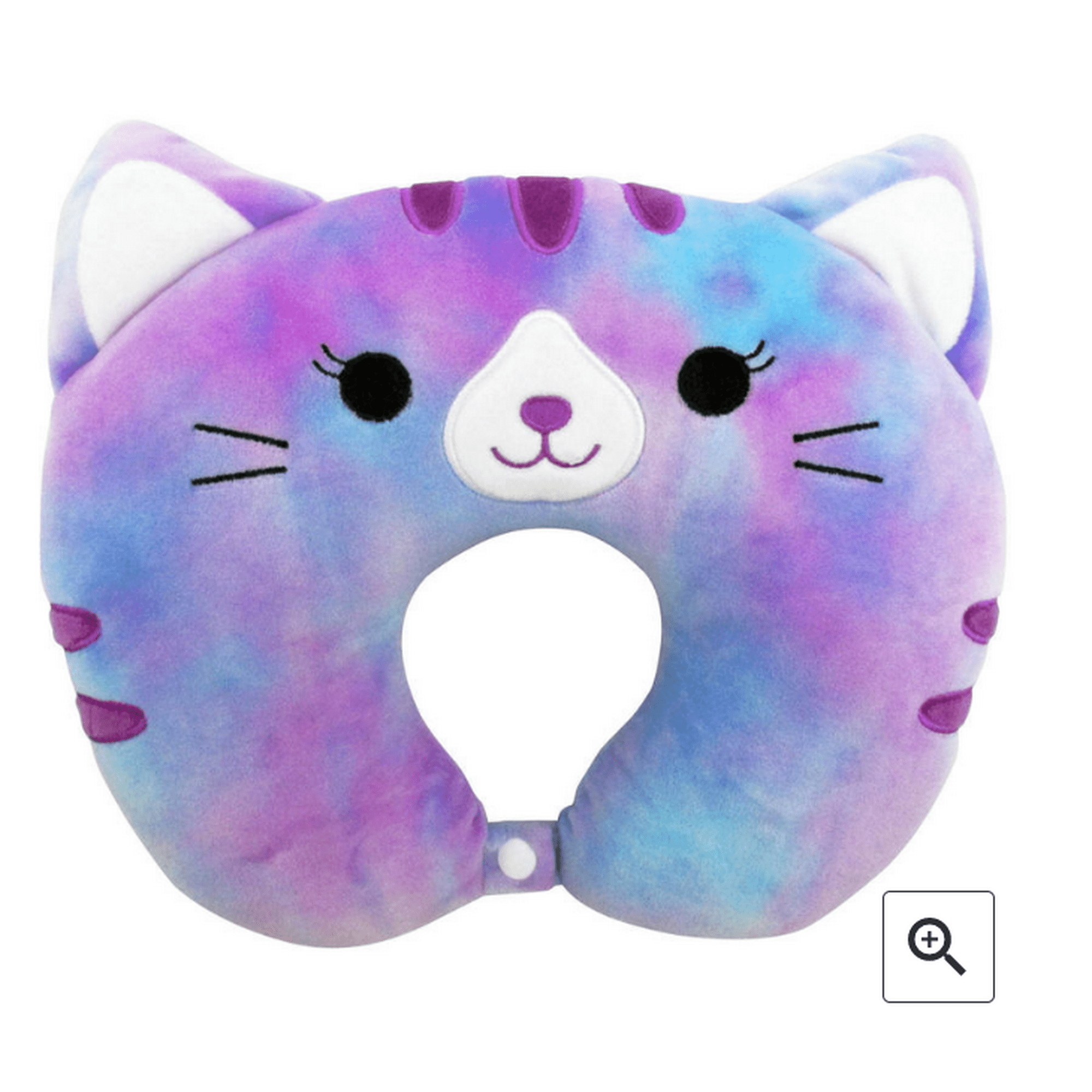 Squishmallow Eloise the Cat Neck Kids Travel Pillow Purple Blue