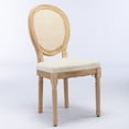 thumbnail image 3 of French Style Solid Wood Frame Antique Painting Linen Fabric Rattan Back Dining Chair,Set of 2,Cream,Beige, 3 of 5