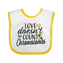 Inktastic Love Doesnt Count Chromosomes with Yellow and Blue Ribbon Boys or Girls Baby Bib