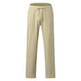 thumbnail image 3 of Male Casual Solid Full Length Straight Pant Drawstring Pocket Trousers - Polyester, Comfortable/Stretchy, Summer Wear, Fits True to Size, 3 of 6