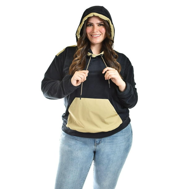 Sudadera con capucha bicolor Roman Fashion /Tallas Extras, (Negro /Cafe) negro 40