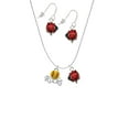 thumbnail image 2 of Delight Jewelry Silvertone Enamel Softball ''Rocks'' Red Lucky Ladybug Necklace and Dangle Earrings Set, 2 of 6