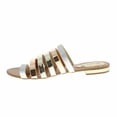 thumbnail image 4 of Moca Flat Sandal Women's Casual Faux Open Toe Mirror Finish Leather /w Multi Color Design Madden-86, Silver 7 F US, 4 of 4
