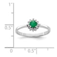 thumbnail image 2 of Solid 925 Sterling Silver Round Emerald Green May Gemstone and Diamond Engagement Ring Size 6 (.05 cttw.), 2 of 3