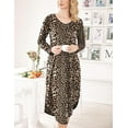thumbnail image 4 of Oudiya Womens V Neck Nightgown House Dresses Long Sleeve Nightshirts Sleepwear with Pockets, S-XXL, 4 of 6