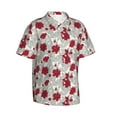 thumbnail image 3 of Xecao Leaves And Anemone Flowers In Red Grey print Hawaiian shirt - a stylish short-sleeve button-down for men, perfect for casual beach and tropical outings., 3 of 9