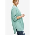 thumbnail image 5 of Ellos Women's Plus Size Striped Henley Tunic Oversized Long Top Wear with Leggings, 5 of 6