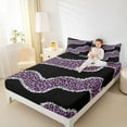 thumbnail image 4 of jejeloiu Purple Leopard Twin Sheet Set,Jungle Cheetah,Microfiber Decor,3-Piece, 4 of 7