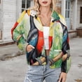 thumbnail image 3 of Jackets for Women Winter Coat Jackets Flannel Stand Collar Jacket(Tropical Toucan Artwork,Size:S-4XL), 3 of 7