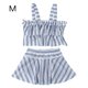 thumbnail image 1 of Traje de baño de dos piezas para niños de moda, traje de baño conservador para niñas, traje de baño popular de una pieza con tirantes para mujeres, rayas azul marino, talla M, 1 of 3