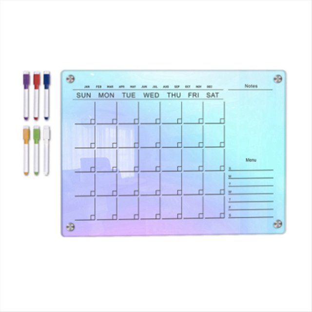 Juego de Planificador de Calendario Semanal MagnéTico AcríLico - Pizarra Transparente de Borrado en Seco para Refrigerador