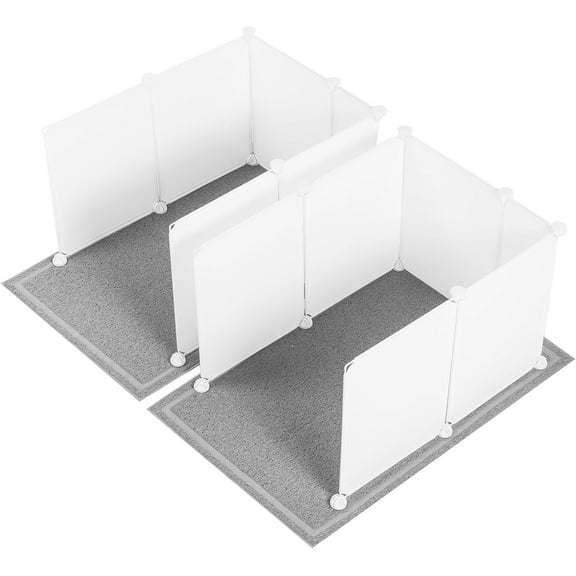 2 Set Extra Large Cat Litter Box Enclosure Splash Guard 27×20 in| Large Cat Litter Mat | Easy Clean (White)