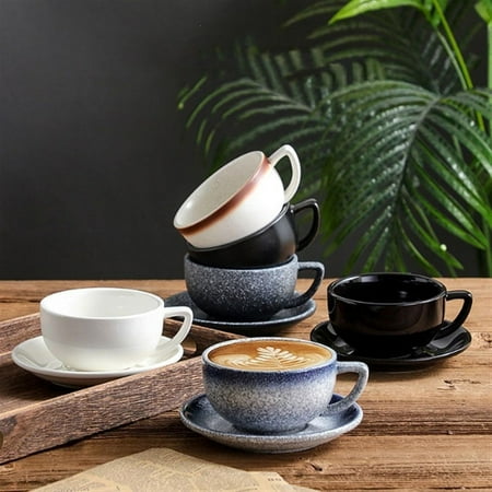 

SHZNSJWDKJ Classic British 320ML Latte Cup - Elegant Vintage English Floral Porcelain Tea Cups - Professional Ceramic Coffee Cup and Saucer Set with Matte Multi-color Glaze - Perfect for
