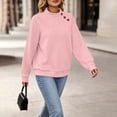 thumbnail image 6 of CINVREST Mock Sweatshirts Women 2026 Fall Winter Fashion Casual Loose Pullover Long Sleeve Button Texture Tops (S, Pink), 6 of 8