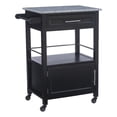 thumbnail image 1 of Linon Mitchell Wood Granite Top Rolling Kitchen Cart Ample Storage in Black, 1 of 18