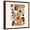 Brown Frame, variant on Art.com Abstract Floral and Geometric Seamless Pattern. Watercolor Flowers and Leaves, Circle Shapes Filled Stretched Canvas Print Wall Art, 30" x 30"