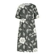 thumbnail image 4 of FAVIPT Women's Summer Dress with Pockets Casual Fashion 2025 Maxi Dresses Short Sleeve Round Neck Dress Beautiful Floral Print Long Dresses Dark Gray,XL, 4 of 5