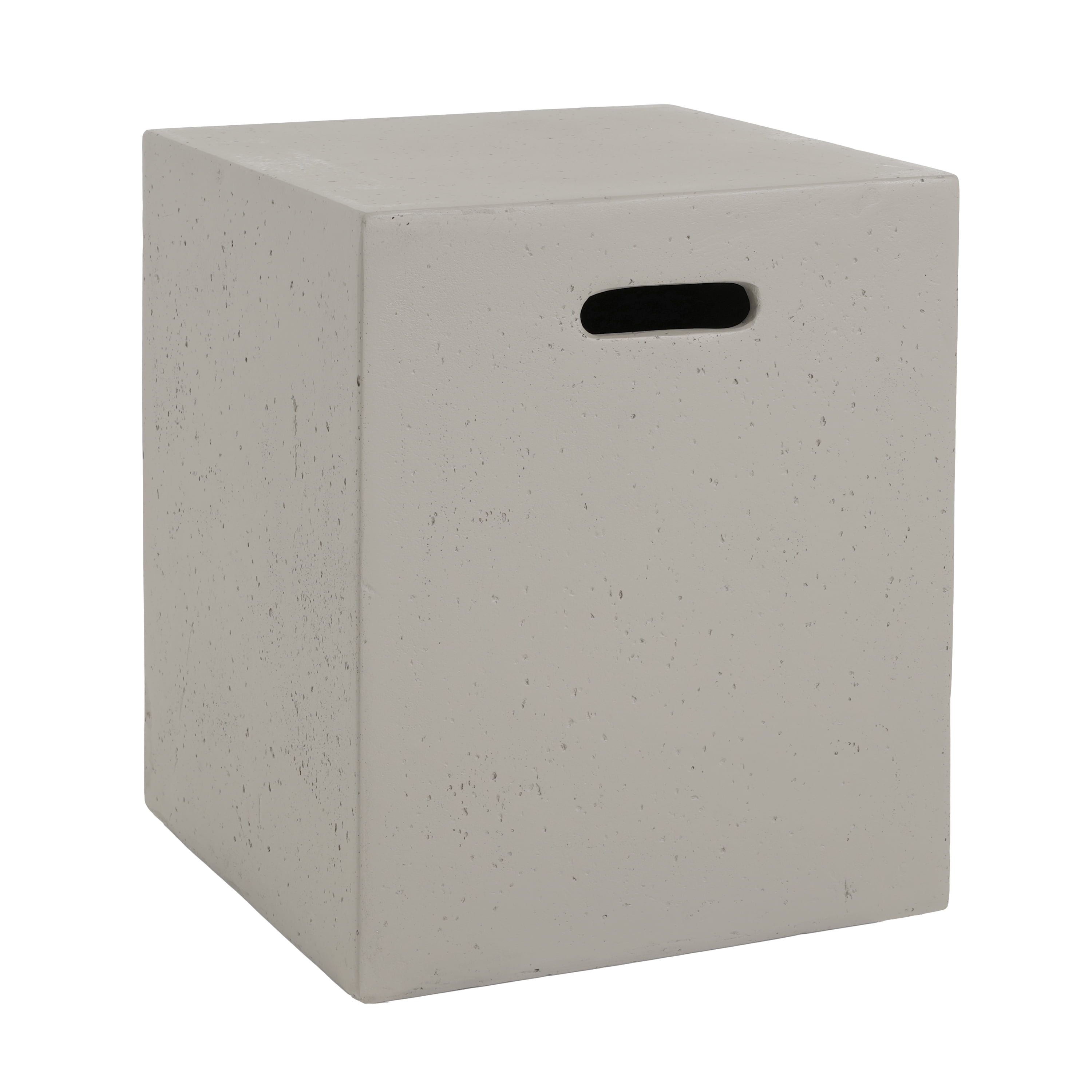 Lightweight Concrete Tank Holder Side Table, 16.25" Modern Propane Tank Cover, Multi-Functional Hidden Storage for Outdoor Patio Barbecue Grill