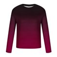 thumbnail image 4 of Miluxas Shirts for Men Long Sleeve Casual Loose Gradient Color Print Crewneck Sweatshirt Lightweight Gym Workout Pullover Top Wine, 4 of 4