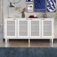 thumbnail image 2 of Clearance! TREXM Large Storage Space Sideboard with Artificial Rattan Door and Unobtrusive Doorknob for Living Room and Entryway (White), 2 of 9